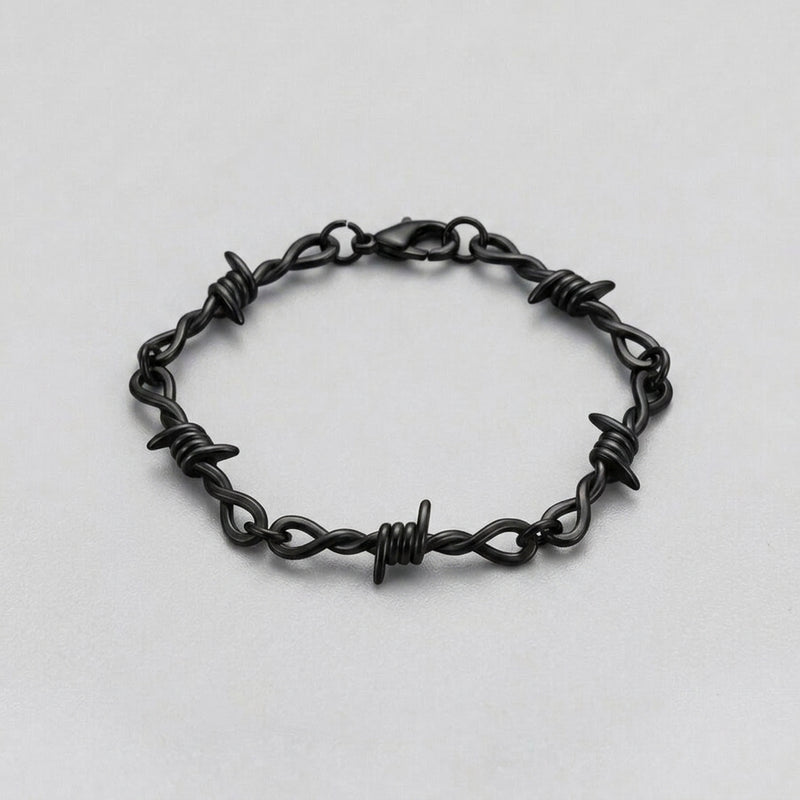 Full Black Barbed Wire Link Bracelet