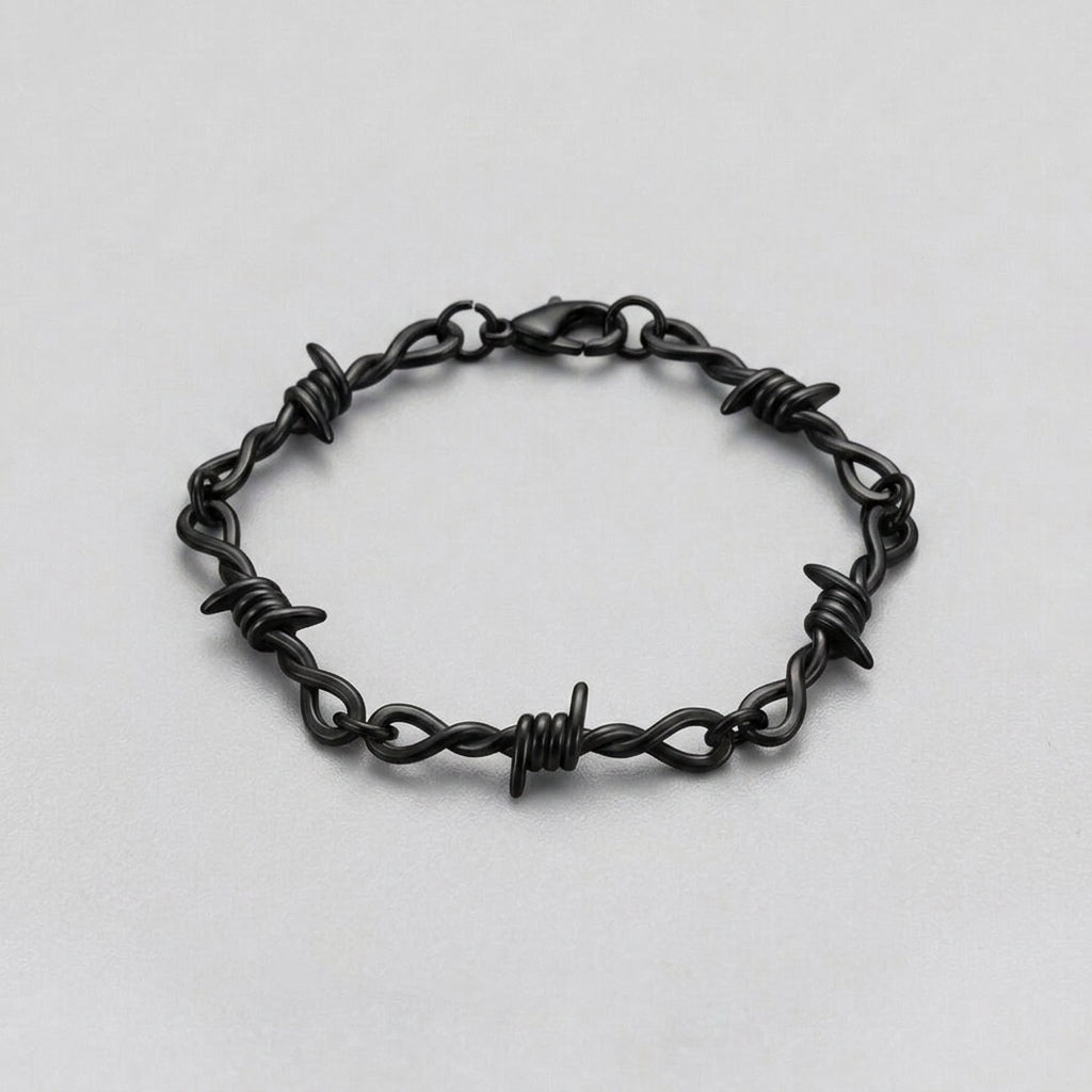 Full Black Barbed Wire Link Bracelet