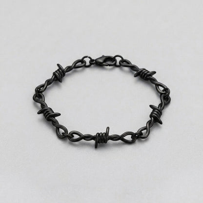 Full Black Barbed Wire Link Bracelet
