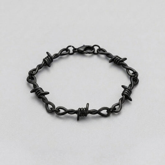 Full Black Barbed Wire Link Bracelet