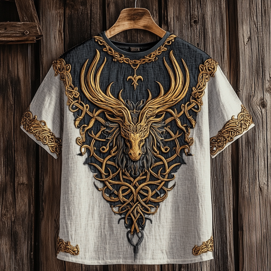 Men's Viking Celtic Dragon Art Cozy Linen T-shirt artswardrobe