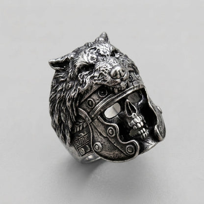 Wolf Helm Skull Gladiator Ring