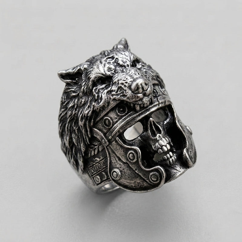 Wolf Helm Skull Gladiator Ring