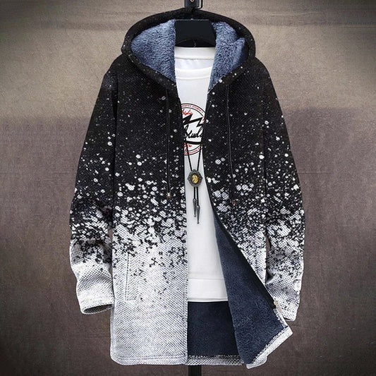 Men'S Art Print Plush Thick Loose Long Sleeve Jacket Cardigan elevenforest