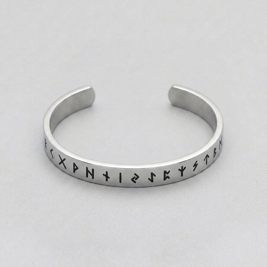 Runic Silver Cuff Bracelet