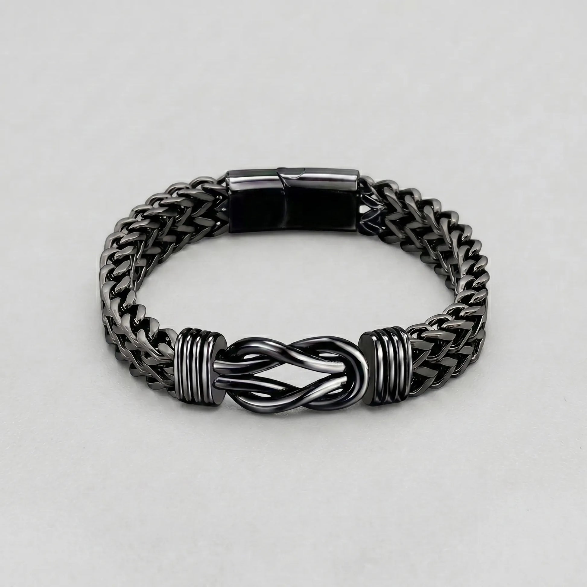 Black Stainless Steel Infinity Knot Cuban Link Bracelet