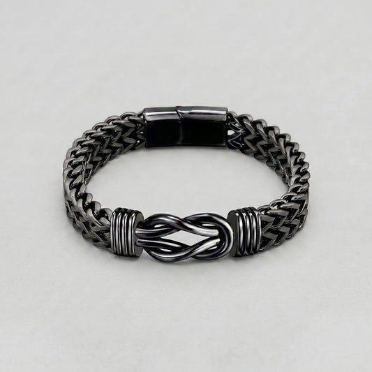 Black Stainless Steel Infinity Knot Cuban Link Bracelet