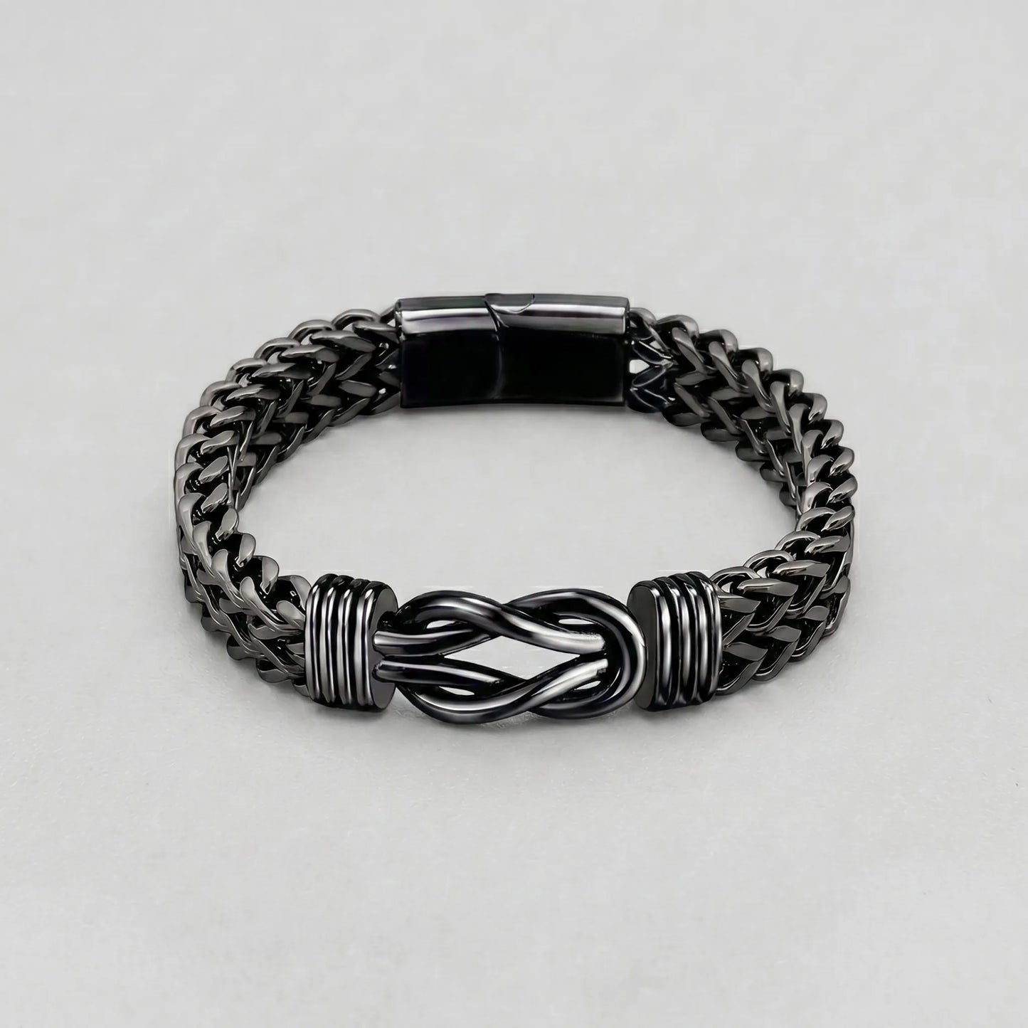 Black Stainless Steel Infinity Knot Cuban Link Bracelet