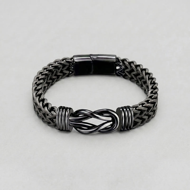 Black Stainless Steel Infinity Knot Cuban Link Bracelet