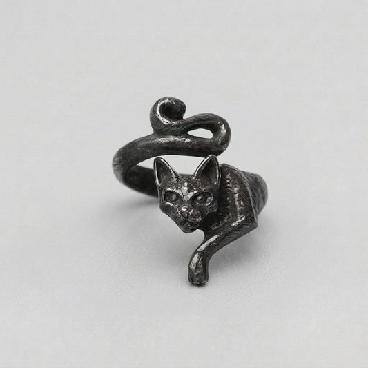 Witches Black Cat Wrap Ring