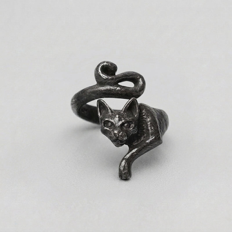 Witches Black Cat Wrap Ring