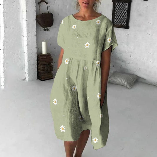 Comstylish Vintage Flowers Japanese Flowy Midi Dress