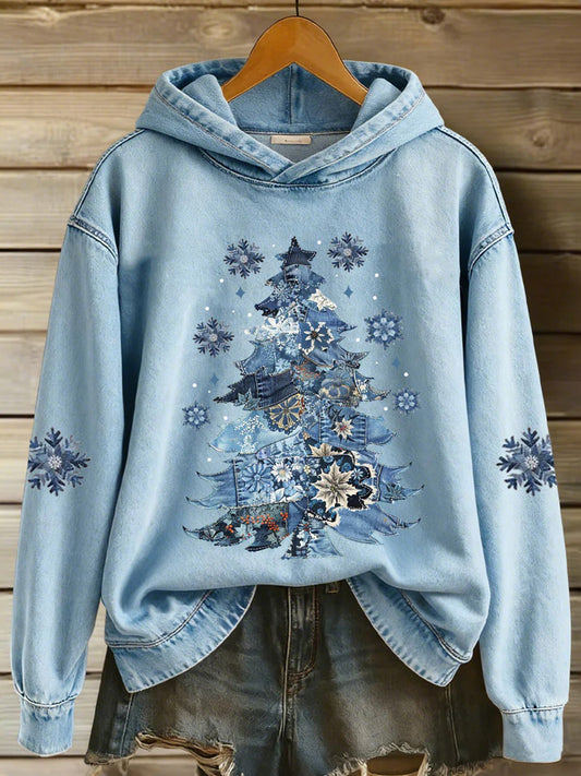 Comstylish Women's Christmas Tree Print Casual Hoodie