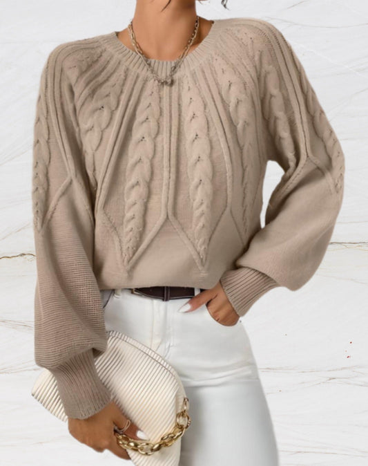 Brenda® | Elegant sweater beige arrow-style knitted sweater