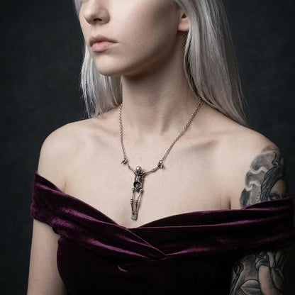 Bone Crucifix Gothic Skeleton Necklace