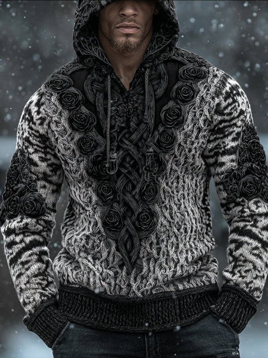 Men's Dark Rose Vintage Hooded Sweatshirt elevenforest