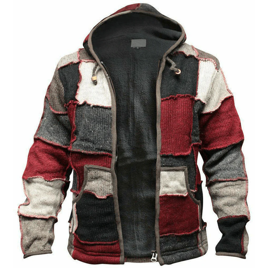 Fairman Island Colorblock Warmth Jacquard Retro Zipper Sweater Cardigan elevenforest