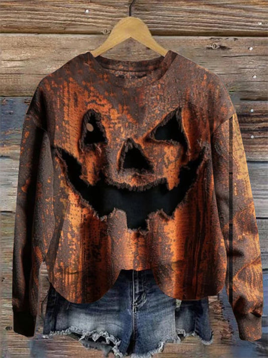 Comstylish Women's Halloween Pumpkin Face Sweatshirt