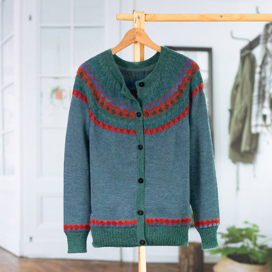 Vintage Geometric Embroidered Knitted Graphic Women's Cardigan Sweater artswardrobe