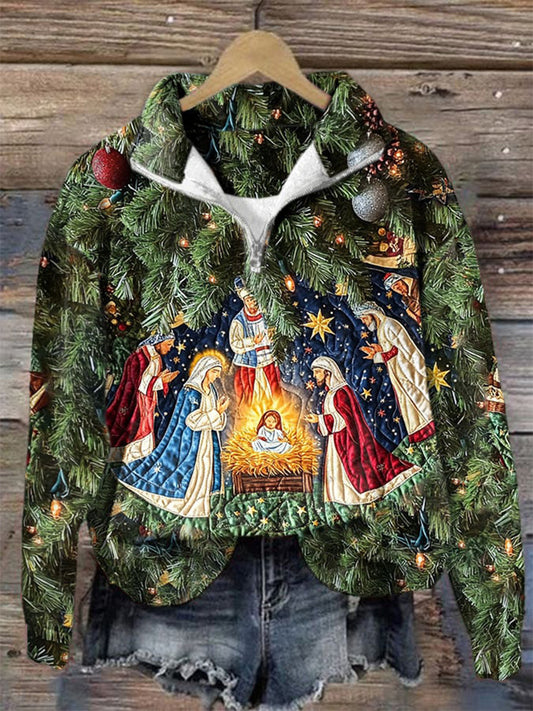 Comstylish Women's Christmas Nativity Print Sweatshir