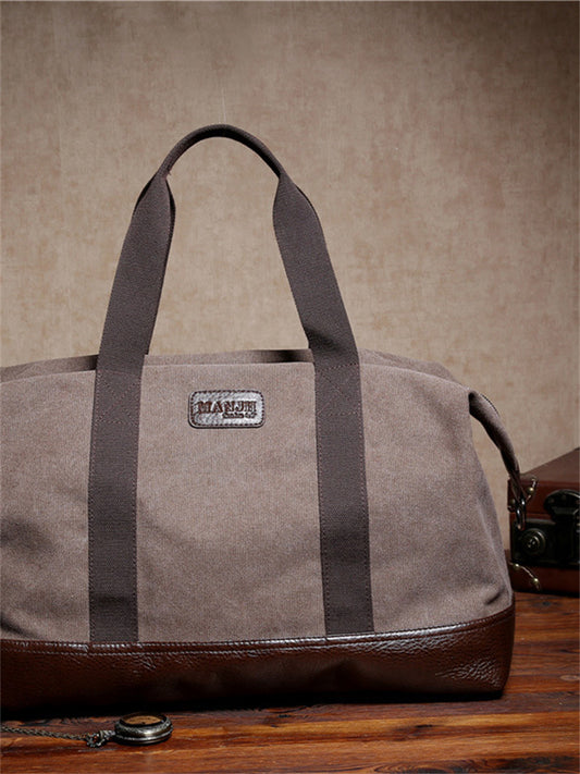 Vintage Washed Canvas Leather Patchwork Bag artswardrobe
