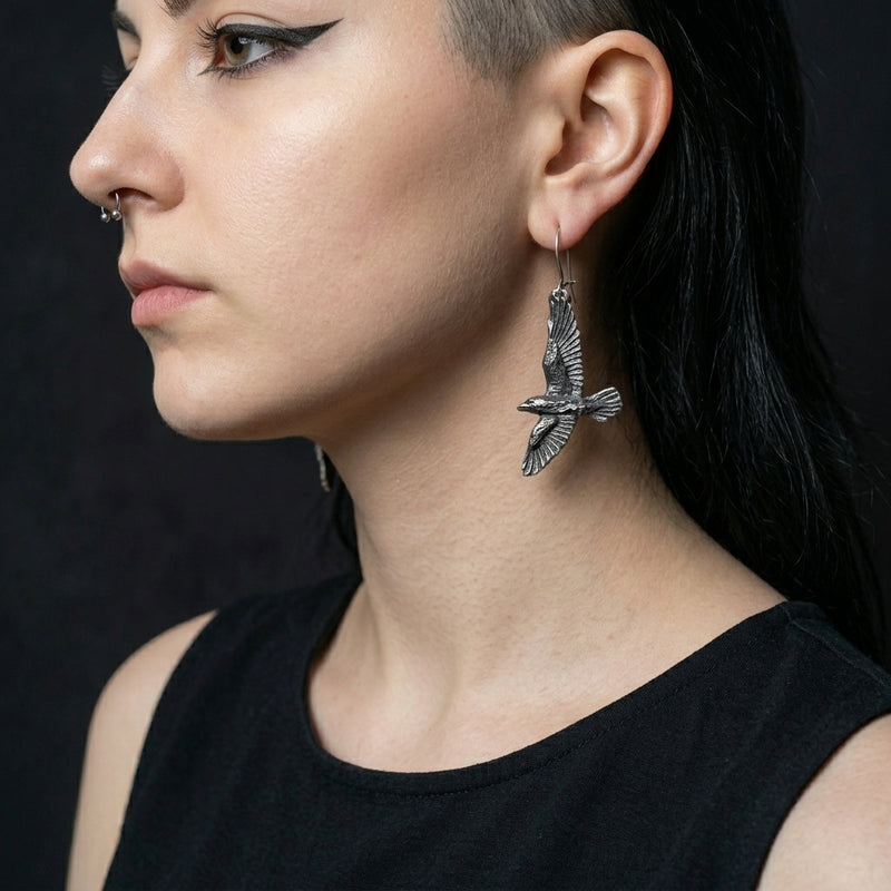 Omen Blackbird Gothic Dangle Earrings