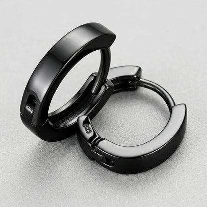 Studded Black Goth Hoops Earrings