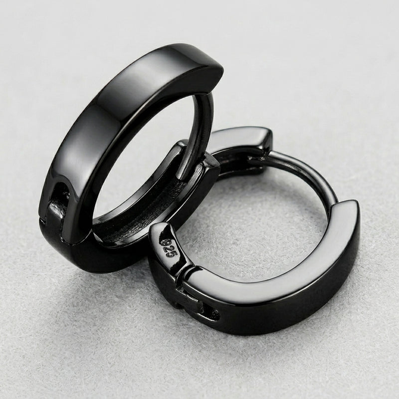 Studded Black Goth Hoops Earrings