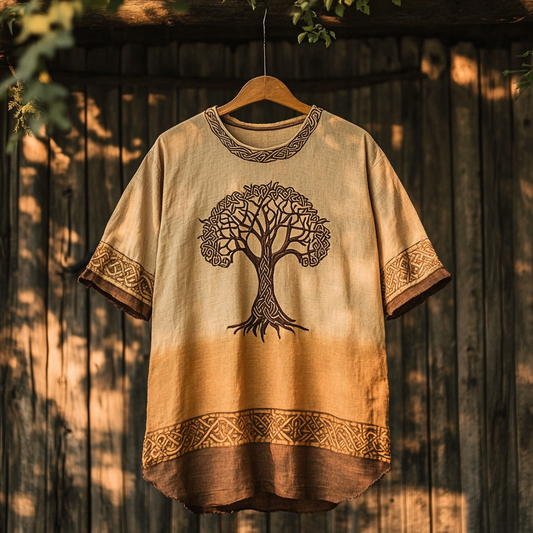 Men's Viking Art Gradient Linen T Shirt artswardrobe