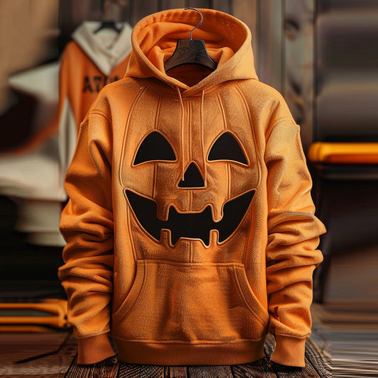 Funny Halloween Pumpkin Printed Casual Hoodie artswardrobe