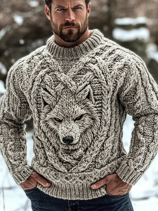 Men's Wolf Inspired Viking Celtic Jacquard Cozy Sweater artswardrobe