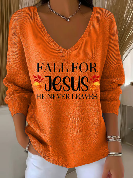 Women's Fall For Jesus He Never Leaves Top artswardrobe
