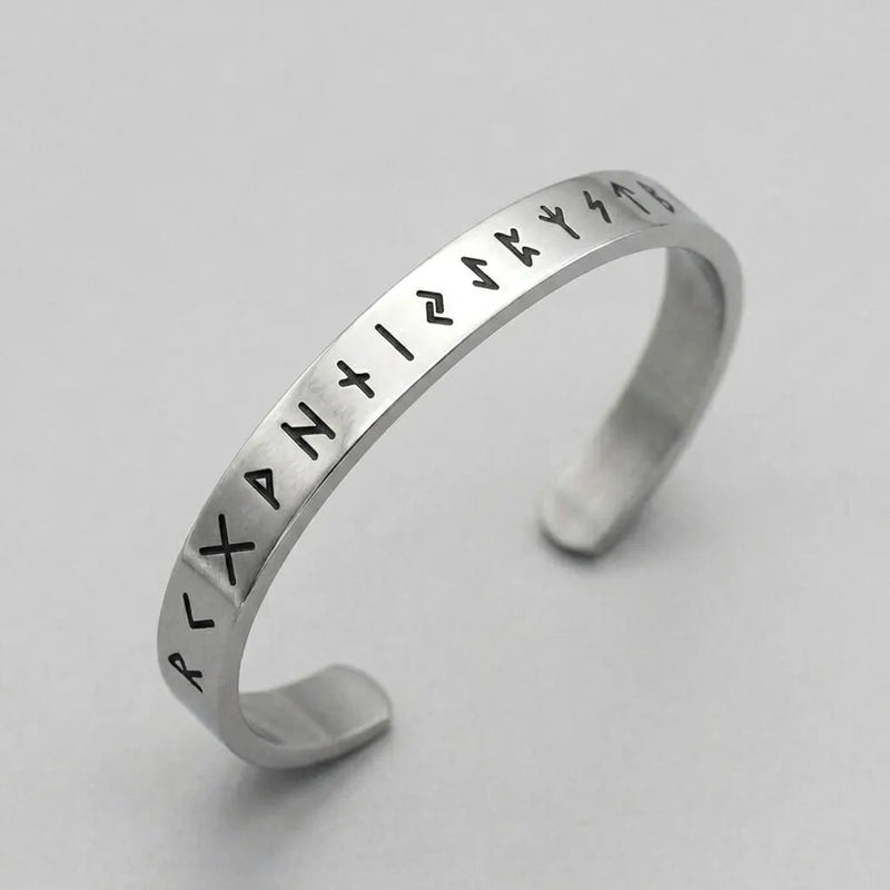 Runic Silver Cuff Bracelet
