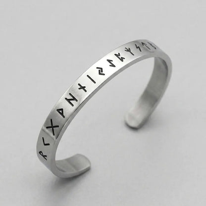 Runic Silver Cuff Bracelet