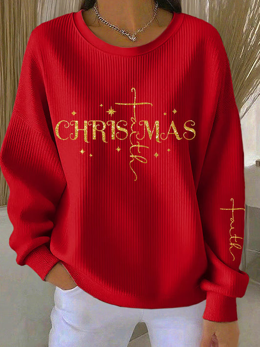 Comstylish Women's Casual Christian Christmas Print Sweatshirt