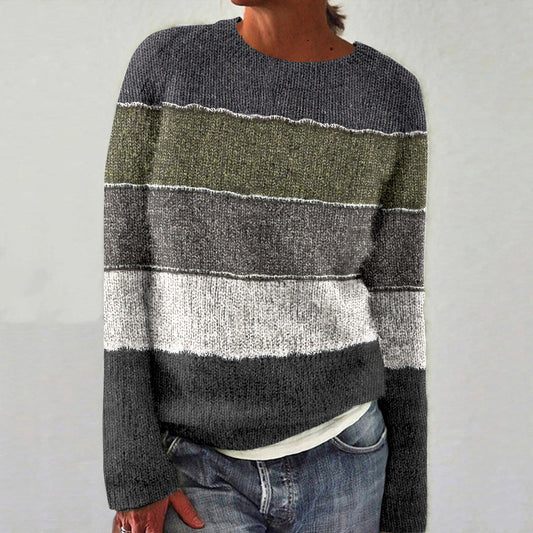 Women's Vintage Colorful Knitted Patchwork Art Sweater artswardrobe