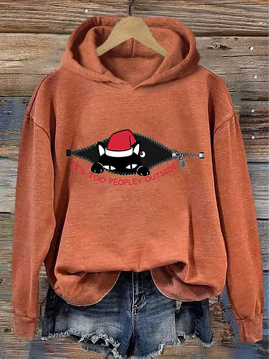 Women's It's Too Peopley Outside Hooded Sweatshirt artswardrobe