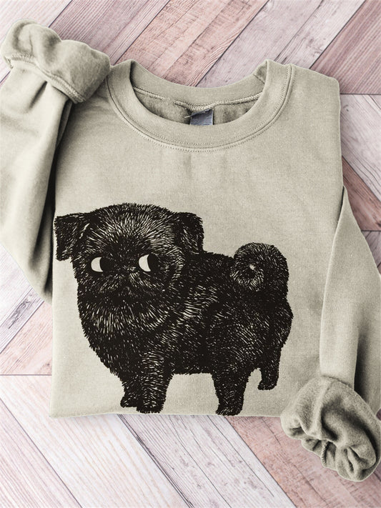 Comstylish Funny Black Pug Dog Art Cozy Sweatshirt