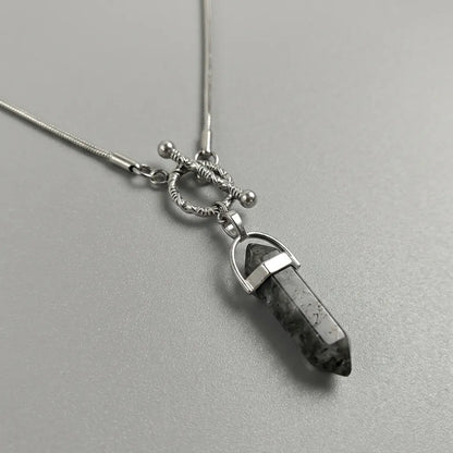 Serpentine Cipher Crystal Point Necklace
