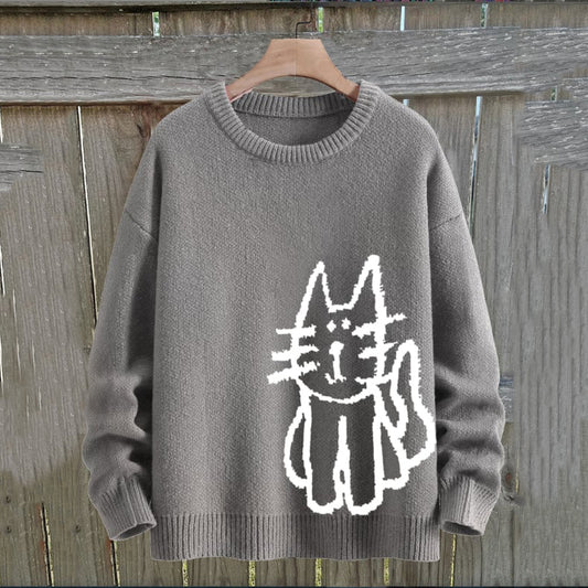 Comstylish Women's Cat Knitted Art Cozy Sweater