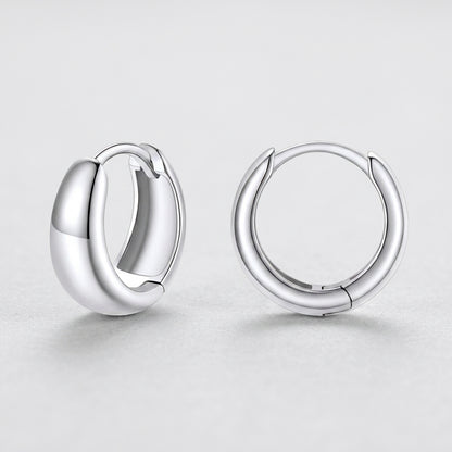 Silver Dome Huggie Earrings