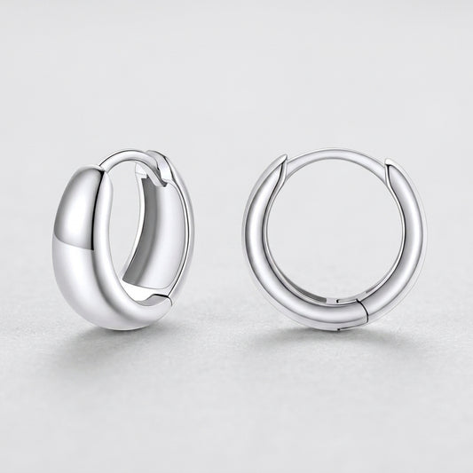 Silver Dome Huggie Earrings