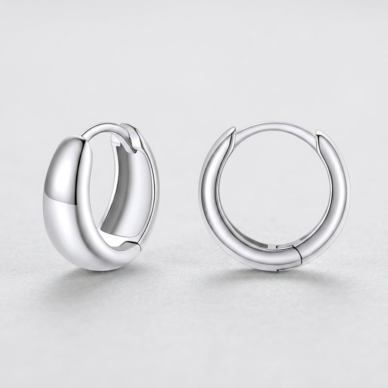 Silver Dome Huggie Earrings