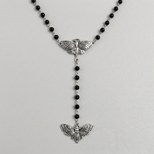 Winged Duality Lariat Necklace