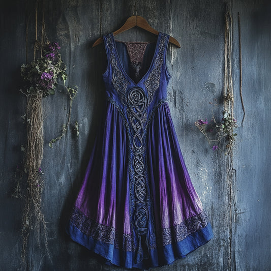 Viking Celtic Art Gradient  Linen Tank Dress artswardrobe