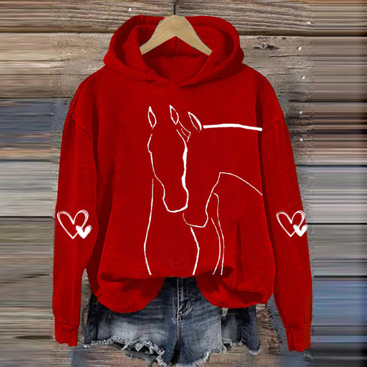 Comstylish Women's Valentine's Day Cute Pony Casual Hoodie