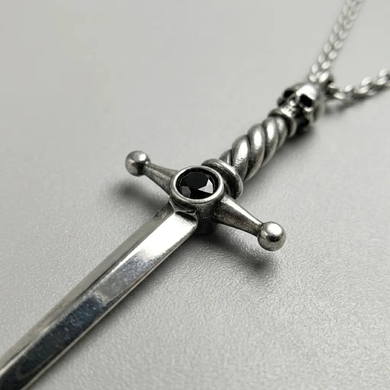 Reaper's Dagger Black Stone Necklace