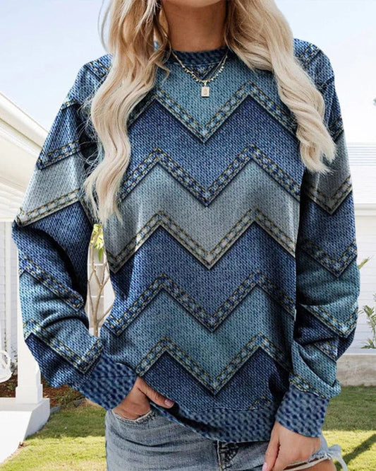 Lara® | Women's denim sweater with long sleeves