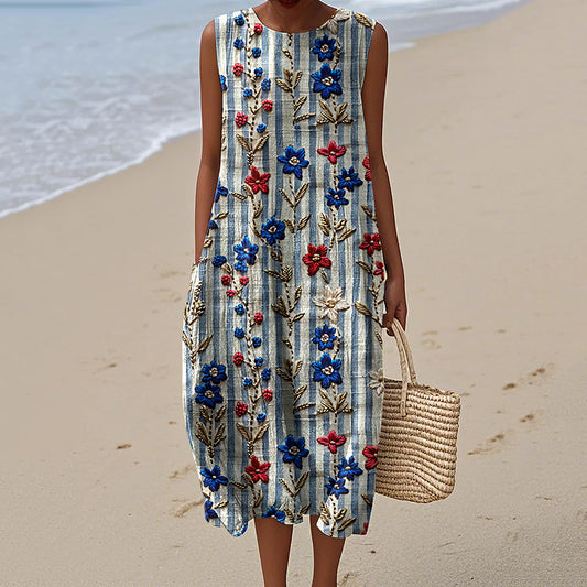 Women's Vintage Floral Check Print Dress artswardrobe