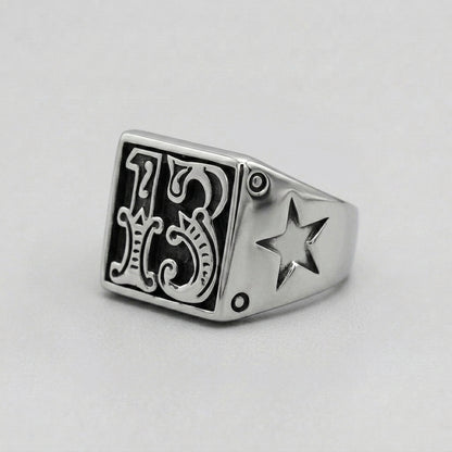 Lucky 13 Ornate Signet Ring